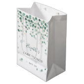 Eucalyptus Foliage Gold Leaves Baby shower Medium Medium Cadeauzakje (Voorkant Gekanteld)