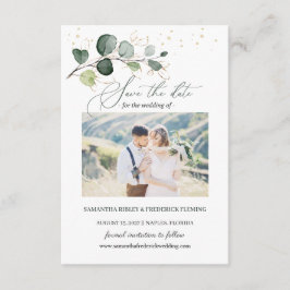 Eucalyptus Foliage Gold Leaves Save the Date Enclo Informatiekaartje
