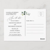 Eucalyptus Foliage Gold Leaves Sparen de Datum Briefkaart (Achterkant)