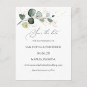Eucalyptus Foliage Gold Leaves Sparen de Datum Briefkaart (Voorkant)