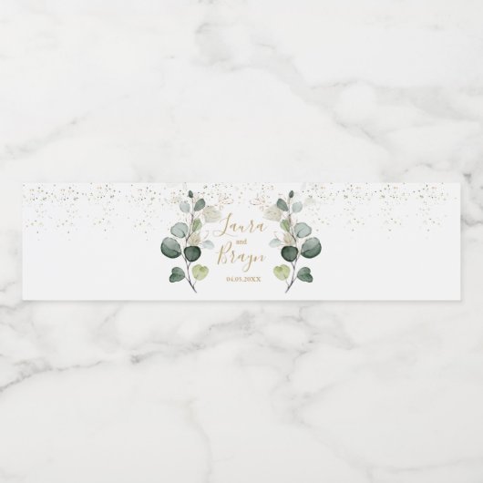 Eucalyptus Foliage Gold Leaves Waterfles Etiket (Enkel label)