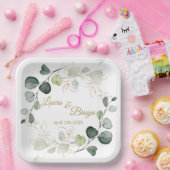 Eucalyptus Foliage Gold Leaves Weddenpapier Bord (Feest)