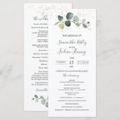 Eucalyptus Foliage Gold Leaves Weddenprogramma (Voorkant / Achterkant)