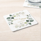 Eucalyptus Foliage Gold Leaves Weddenschap Kartonnen Onderzetters (Schuin)