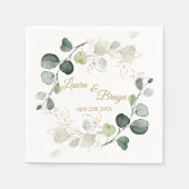 Eucalyptus Foliage Gold Leaves Weddenschap Servet (Voorkant)