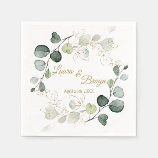 Eucalyptus Foliage Gold Leaves Weddenschap Servet