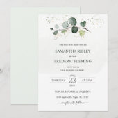 Eucalyptus Foliage Gold Leaves Weduwuitnodiging Kaart (Voorkant / Achterkant)