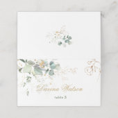 Eucalyptus Foliage Golden Floral Place card Plaatskaartje (Buitenkant ongevouwen)