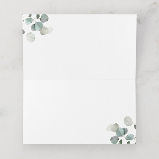 Eucalyptus Foliage Golden Floral Place card Plaatskaartje (Binnenkant ongevouwen)