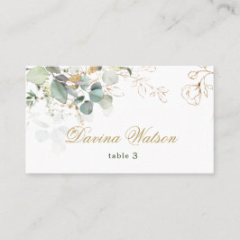 Eucalyptus Foliage Golden Floral Place card Visitekaartje