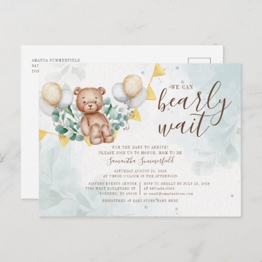 Eucalyptus Foliage Greenerage Beer Blush Baby show Uitnodiging Briefkaart (Voorkant / Achterkant)