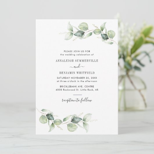 Eucalyptus Foliage Greenery Rustic Wedding Kaart (Staand voorkant)