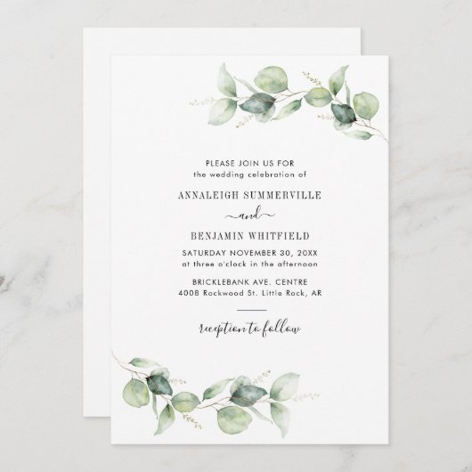 Eucalyptus Foliage Greenery Rustic Wedding Kaart (Voorkant / Achterkant)