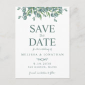 Eucalyptus Foliage Greenery Wedding Save the Date Briefkaart (Voorkant)