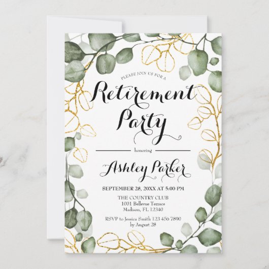 Eucalyptus Foliage Krans Pensioen Partij Kaart (Voorkant)