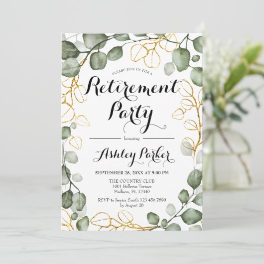 Eucalyptus Foliage Krans Pensioen Partij Kaart (Staand voorkant)