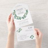 Eucalyptus Foliage laat gouden weddenschap achter All In One Uitnodiging (Afscheurbaar)