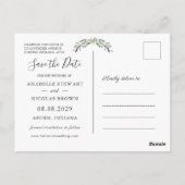 Eucalyptus Foliage Lavender Flowers Save the Date Briefkaart (Achterkant)
