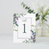 Eucalyptus Foliage Lavender Flowers Table Number Briefkaart (Staand voorkant)