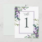 Eucalyptus Foliage Lavender Flowers Table Number Briefkaart (Voorkant / Achterkant)
