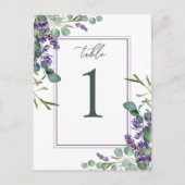 Eucalyptus Foliage Lavender Flowers Table Number Briefkaart (Voorkant)