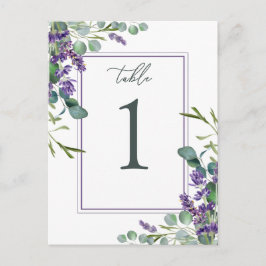 Eucalyptus Foliage Lavender Flowers Table Number Briefkaart