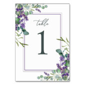 Eucalyptus Foliage Lavender Flowers Table Number Kaart (Voorkant)