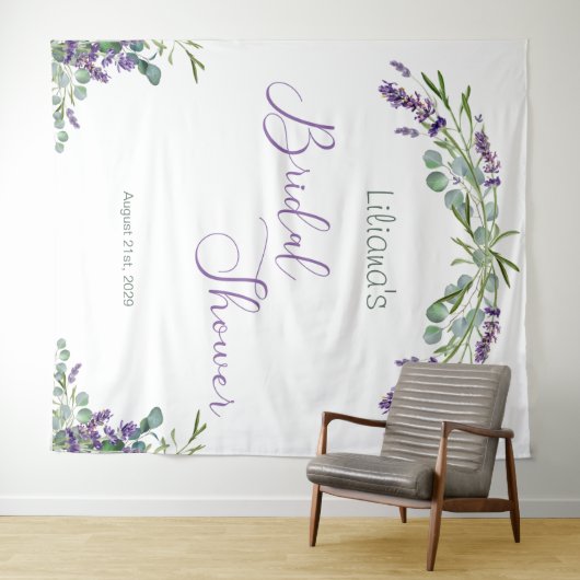 Eucalyptus Foliage Lavender Flowers Vrijgezellenfe Wandkleed (In Situ (horizontaal))