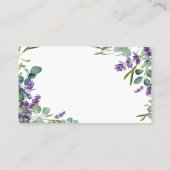Eucalyptus Foliage Lavender Flowers Weddenschap Plaatskaartje (Achterkant)
