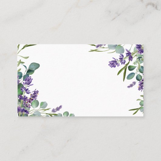Eucalyptus Foliage Lavender Flowers Weddenschap Plaatskaartje (Achterkant)