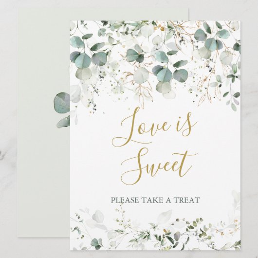 Eucalyptus Foliage Love is Sweet Weddenschap Kaart (Voorkant / Achterkant)