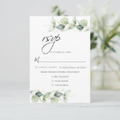Eucalyptus Foliage Minimalist Botanical Weddenscha RSVP Kaartje (Staand voorkant)