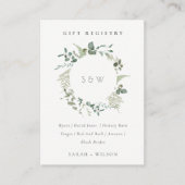 Eucalyptus Foliage Monogram Gift Registry Weddensc Informatiekaartje (Voorkant)