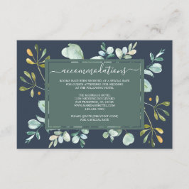 Eucalyptus Foliage Navy Blue Botanical Weddenschap Informatiekaartje