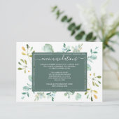 Eucalyptus Foliage Navy Blue Botanical Weddenschap Informatiekaartje (Staand voorkant)