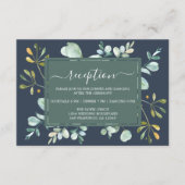 Eucalyptus Foliage Navy Blue Botanical Weddenschap Informatiekaartje (Voorkant)