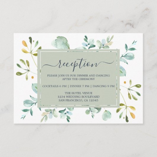 Eucalyptus Foliage Navy Blue Botanical Weddenschap Informatiekaartje (Voorkant)