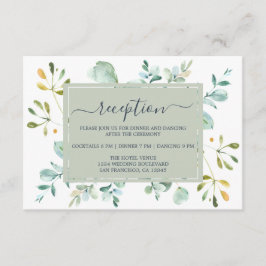 Eucalyptus Foliage Navy Blue Botanical Weddenschap Informatiekaartje