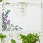 Eucalyptus Foliage Paarse lavender Flowers Theedoek (Gevouwen)