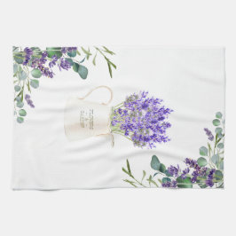 Eucalyptus Foliage Paarse lavender Flowers Theedoek