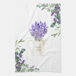 Eucalyptus Foliage Paarse lavender Flowers Theedoek