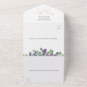 Eucalyptus Foliage Paarse lavender Flowers Weddens All In One Uitnodiging (Buitenkant)