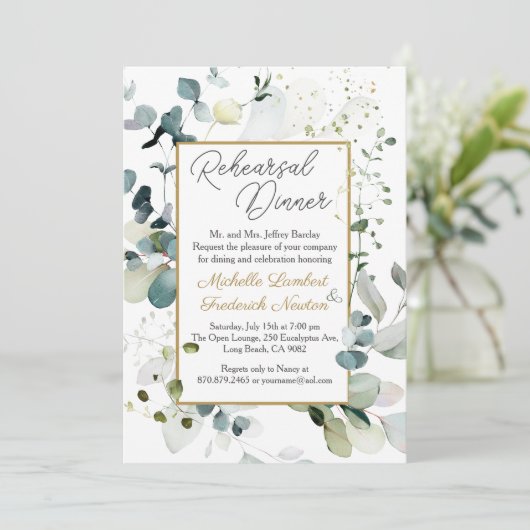 Eucalyptus Foliage repetitie diner Kaart (Staand voorkant)