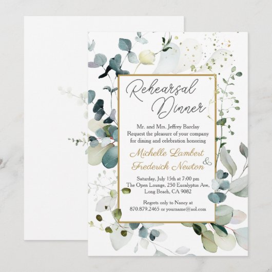 Eucalyptus Foliage repetitie diner Kaart (Voorkant / Achterkant)