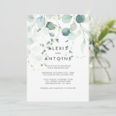 Eucalyptus Foliage Rug & Voorkant Formele bruiloft Kaart (Staand voorkant)