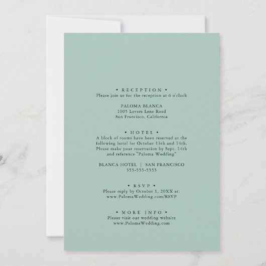 Eucalyptus Foliage Rug & Voorkant Formele bruiloft Kaart (Achterkant)