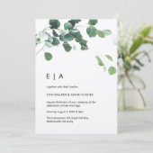 Eucalyptus Foliage Rustic Kraft Initialen bruiloft Kaart (Staand voorkant)