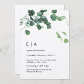 Eucalyptus Foliage Rustic Kraft Initialen bruiloft Kaart (Voorkant / Achterkant)