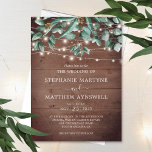 Eucalyptus Foliage Rustic Lights Wood Weddenschap Kaart<br><div class="desc">Deze bijtende trouwuitnodigingen zijn voorzien van een waterverf foliage-ontwerp met eucalyptusbladeren en snaarlichten op een houten achtergrond. Pas ze aan met je eigen tekst. De overeenkomende producten van de trouwsuite zijn ook beschikbaar. Ga naar onze winkel om het volledige bereik te bekijken.</div>