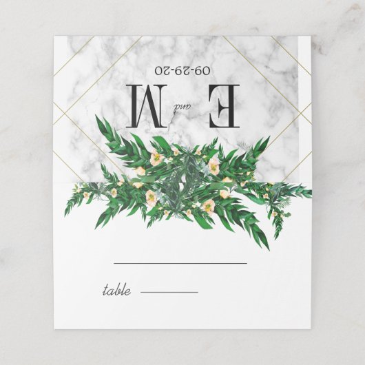 Eucalyptus Foliage Rustisch groen wit Plaatskaartje (Buitenkant ongevouwen)